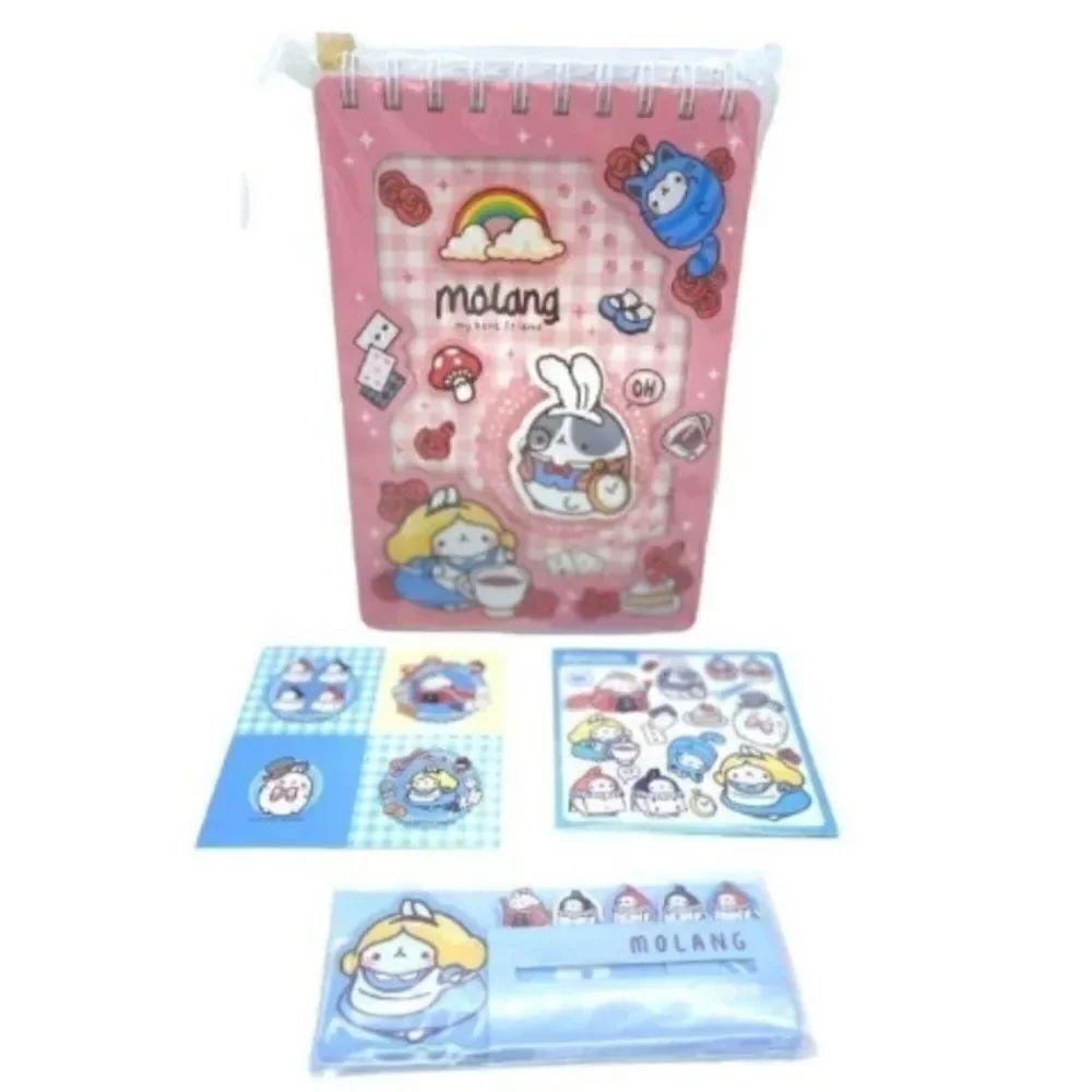 NWT Molang Alice in Wonderland Cosplay 3D Notebook & Sticker Bundle